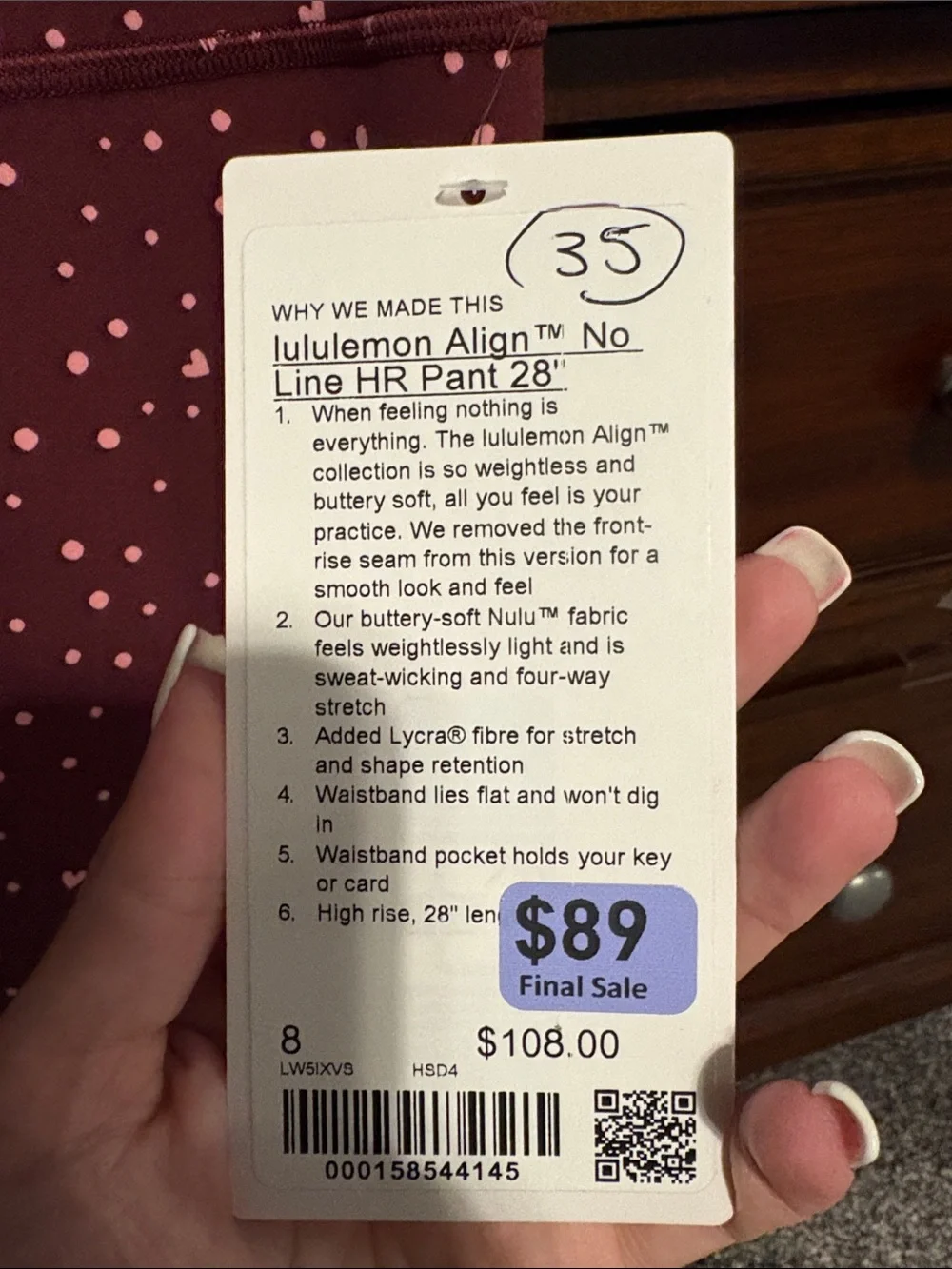 Lululemon Align No Line HR Pant 28”